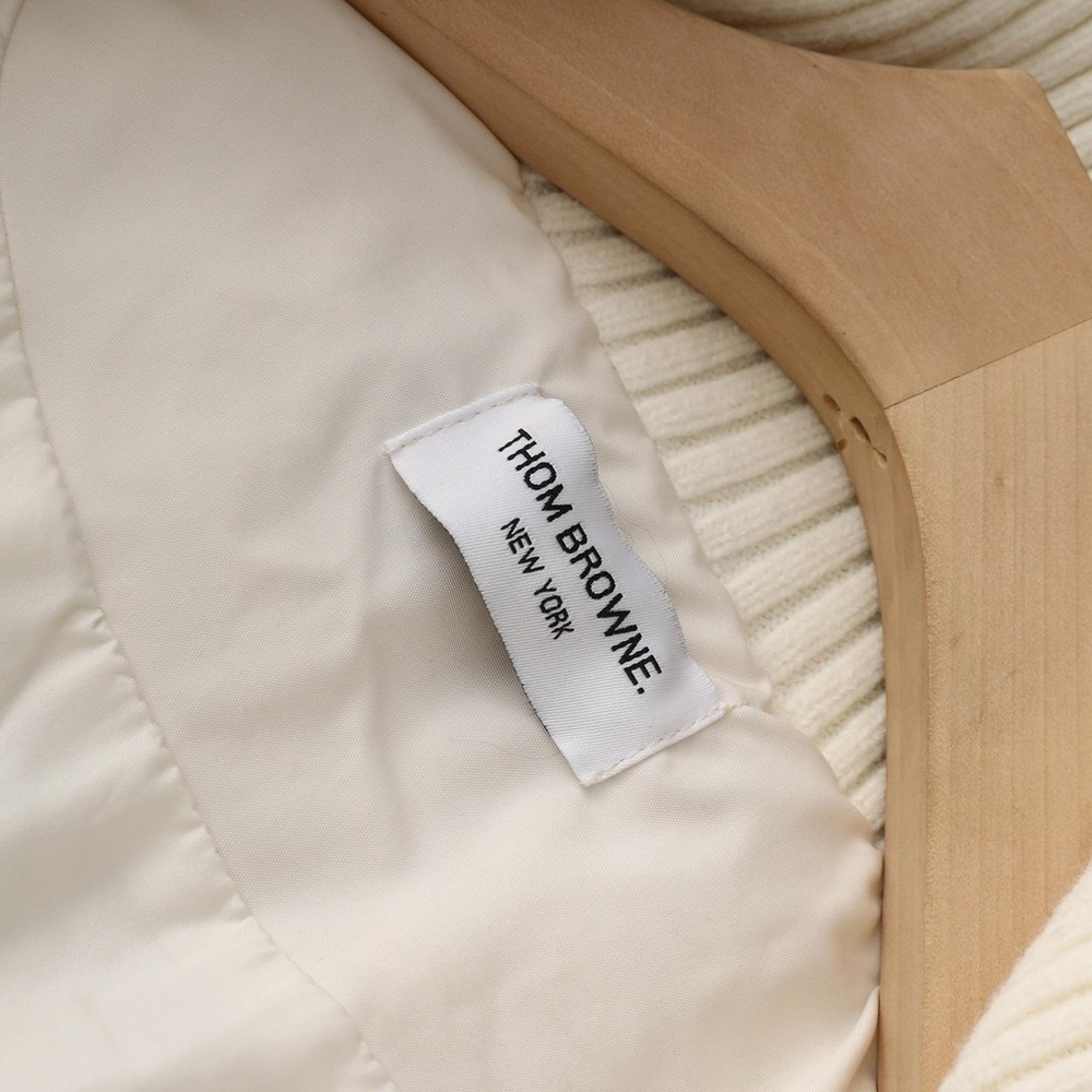 Thom Browne White Knit Patchwork Down Jacket - image 8